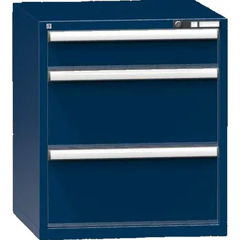 Dílenská skříňka KOMBI, v x š x h: 840 x 731 x 780 mm, 3 x zásuvka, barva tmavě modrá RAL5010