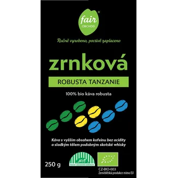 Káva Fairobchod Bio zrnková káva Robusta Tanzanie, 250 g