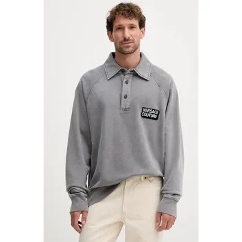 Pánská mikina Bavlněná mikina Versace Jeans Couture pánská, šedá barva, s aplikací, 79GAIE00 CF00E 79GAIE00.CF00E 90X, vel. L