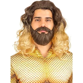 Karnevalová paruka Funiglobal - Paruka s vousy Aquaman pro dospělé -