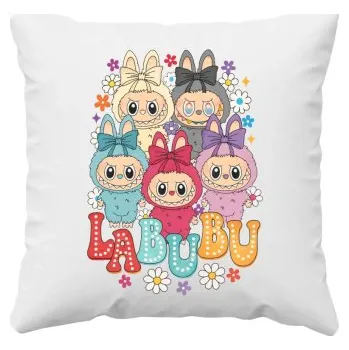 Žertovný předmět Panenky Bubu různé barvy – dárek pro fanoušky Labubu - polštář s potiskem- Tričkový.cz