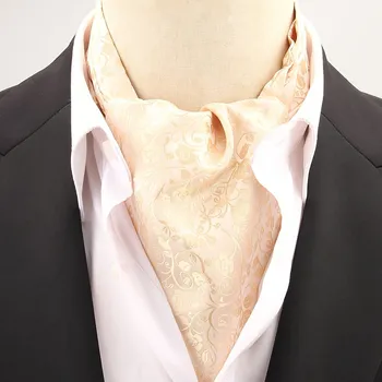 Kravata Fišer Askot svatební krémový s květinovými vzory 055