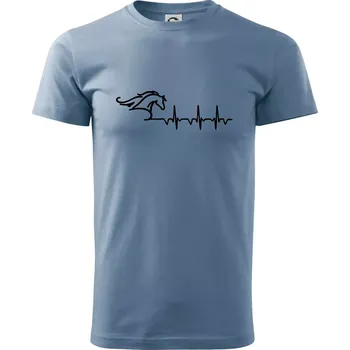 Hlava koně EKG - Klasické pánské triko vyšší gramáže - S ( Denim )