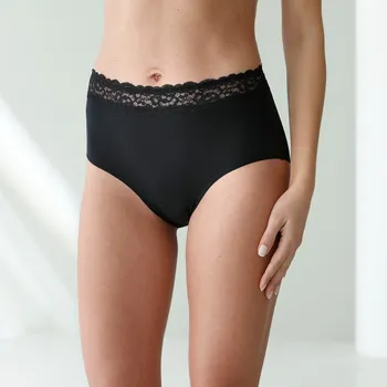 Kalhotky Sada 2 kalhotek super maxi z pružné bavlny, s krajkou v pase černá 46/48