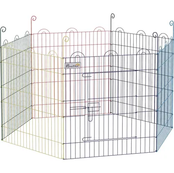 klec pro psa PawHut ohrádka pro štěňata 6dílná 60 cm ohrádka pro štěňata DIY ohrádka s kovovými dvířky barevná pro domácí zvířata | Aosom.de