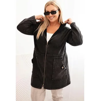 Dámská mikina Dámská mikina Plus Size s kapucí a kapsami, černá UNI