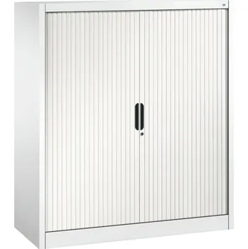 Jednací stůl Žaluziová skříň do kanceláře C+P Omnispace, sideboard, 1200 x 420 x 1345 mm, bílá