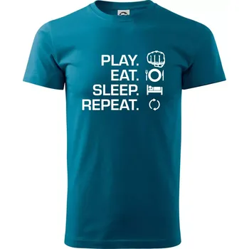 MMA eat sleep repeat - Klasické pánské triko vyšší gramáže - M ( Petrolejová )