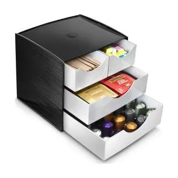 Sada nádobí Organizér do kuchyňky Cep - plastový, 4 zásuvky, černá/šedá