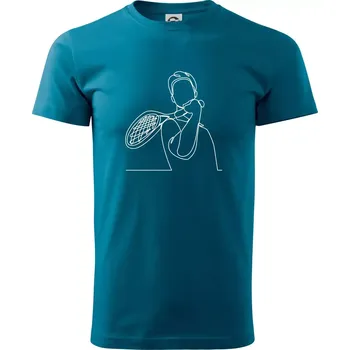 Pánská móda Tenista jednim tahem - Klasické pánské triko vyšší gramáže - M ( Petrolejová )