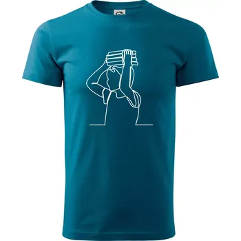 Student a kniha jedním tahem - Klasické pánské triko vyšší gramáže - XS ( Petrolejová )