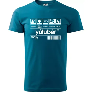 Čárový kód - youtuber - Klasické pánské triko vyšší gramáže - M ( Petrolejová )