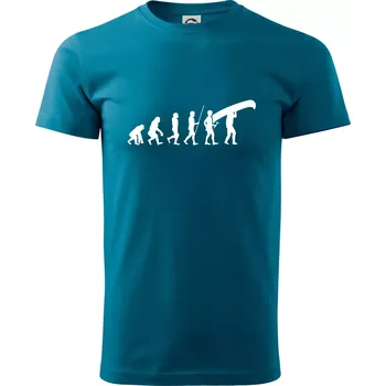 Evoluce kanoe nad hlavou - Klasické pánské triko vyšší gramáže - S ( Petrolejová )