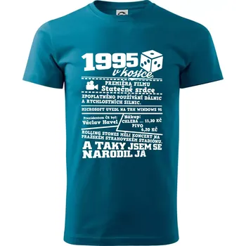 Pánské tričko 1995 v kostce - Klasické pánské triko vyšší gramáže - L ( Petrolejová )