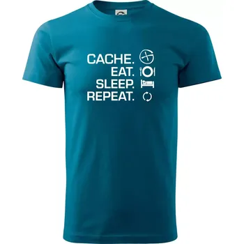 Pánská móda Eat sleep repeat Cache - Klasické pánské triko vyšší gramáže - XS ( Petrolejová )