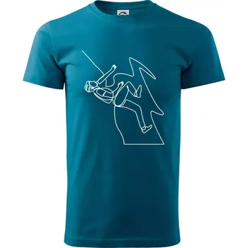 Lezec na skále jedním tahem - Klasické pánské triko vyšší gramáže - XS ( Petrolejová )