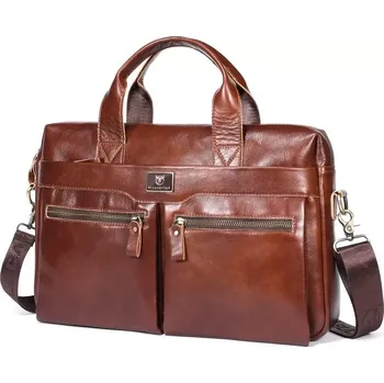 Bullcaptain pánská kožená brašna Asparuch Hnědá 11L