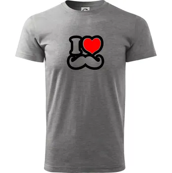 Pánské oblečení i love mustache - obrys - Klasické pánské triko vyšší gramáže - XS ( Tmavě šedý melír )