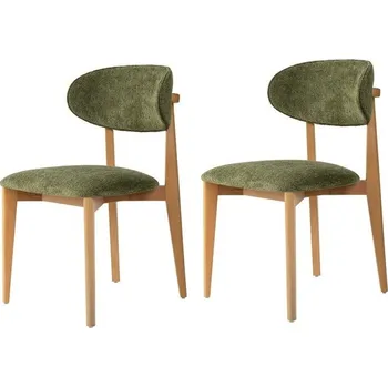 Sada jídelních židlí Lionte Green and Light Oak, 2 ks, zelená