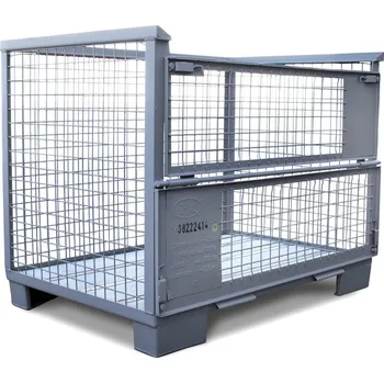 paleta EURO mřížový box dle normy UIC 435-3, se dvěma klapkami, šedý