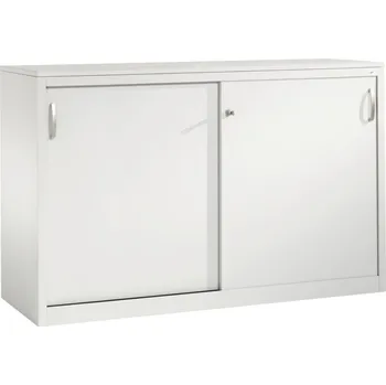 Jednací stůl Kancelářská skříňka s posuvnými dveřmi C+P Acurado, sideboard, 1600 x 500 x 1000 mm, sv. šedá