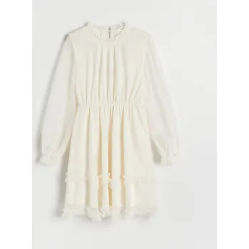 Dívčí šaty Reserved - Tylové šaty s perličkami - tělová - 226DA-02X - 226DA-02X-146-2