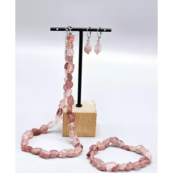 Náhrdelník Náhrdelník Jahodový Křemen troml 41,7 cm