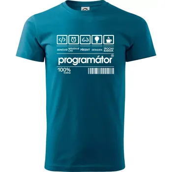 Čárový kód - programátor - Klasické pánské triko vyšší gramáže - XS ( Petrolejová )