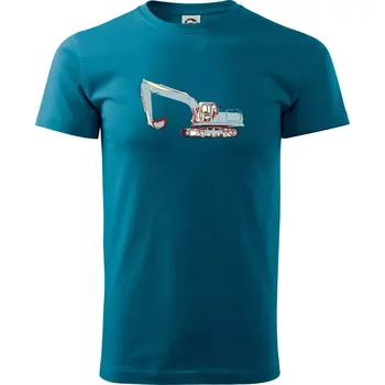 Pánská móda Bagr vintage - Klasické pánské triko vyšší gramáže - M ( Petrolejová )