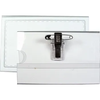 Obal na kartičku Poprokan Jmenovka klips + špendlík 57x90mm čirá