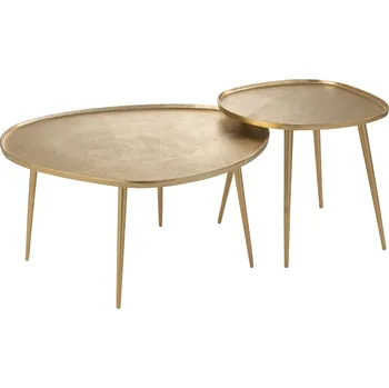 Toaletní stolek J-line Set dvou zlatých odkládacích stolků Vinta 72,5 x 63/43 cm