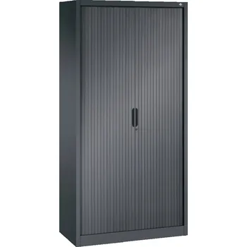 Jednací stůl Žaluziová skříň do kanceláře C+P Omnispace, 1000 x 420 x 1980 mm, černošedá