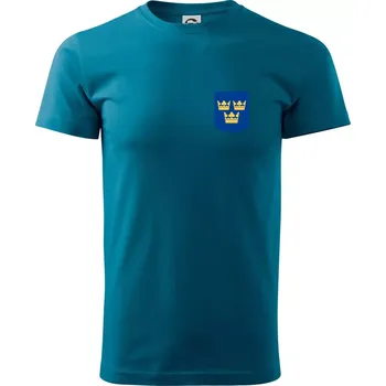 Pánské tričko Švédský znak tři korunky na prso - Klasické pánské triko vyšší gramáže - 4XL ( Petrolejová )