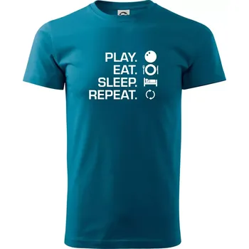 Pánské tričko Play eat sleep squash - Klasické pánské triko vyšší gramáže - 3XL ( Petrolejová )