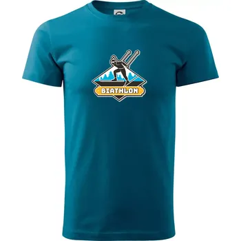 Biathlon logo - Klasické pánské triko vyšší gramáže - M ( Petrolejová )