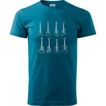 Typy kytar - Klasické pánské triko vyšší gramáže - M ( Petrolejová )