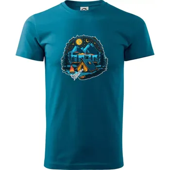 Pánské tričko Šumava pod stanem - Klasické pánské triko vyšší gramáže - 4XL ( Petrolejová )