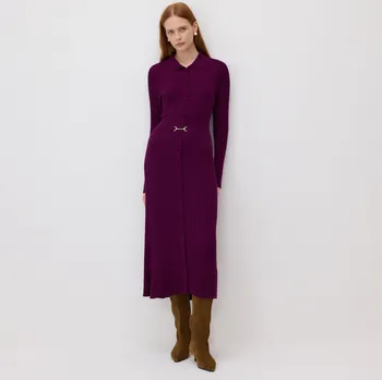 Dámské šaty Reserved - Šaty s řetízkovým páskem - tmavě fialová - 355HL-49X - 355HL-49X-XS