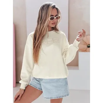 Dámská mikina Dámská oversize mikina s výšivkou EASYJOY máslová
