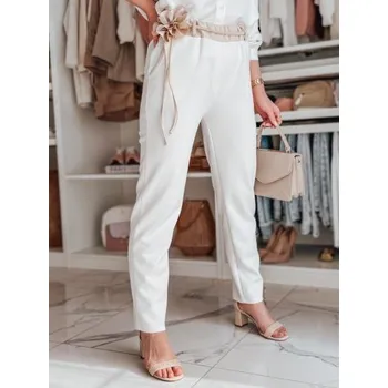 Dámské kalhoty Dámské kalhoty masełko casual s květinami LEGISSA ecru