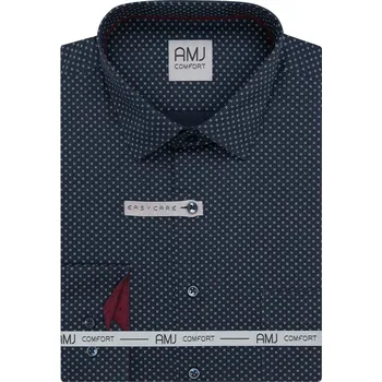 Pánská košile Pánská košile AMJ bavlněná, tmavě modrá s křížky, VDBR1412, dlouhý rukáv, regular fit, vel. 44