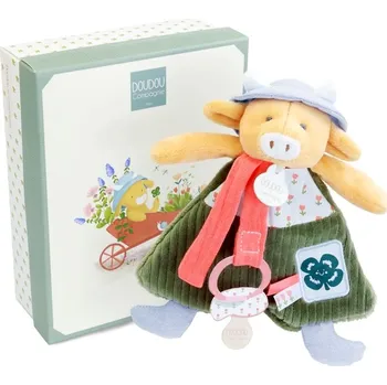 plyšák Doudou et Compagnie Paris Doudou Dárková sada Plyšová kravička Aneth s úchytem na dudlík 19 cm