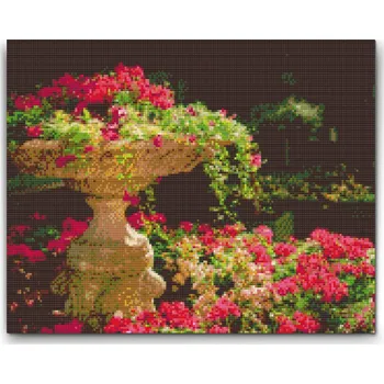 Diamantové malování Diamantové malování - Květinová fontána Velikost: 30x40cm, Rámování: Pouze srolované plátno, Diamanty: Kulaté