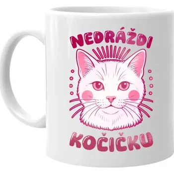 Žertovný předmět Nedráždi kočičku - hrnek s potiskem- Tričkový.cz