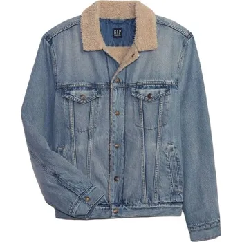 Pánská větrovka Pánská bunda GAP V-SHERPA DENIM XS Světle modrá, Béžová