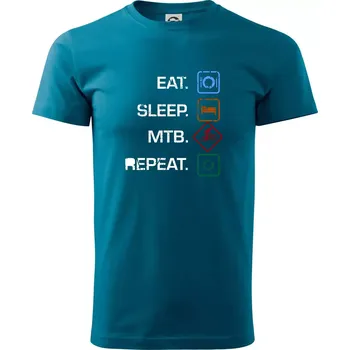 Pánské tričko Eat sleep MTB repeat - Klasické pánské triko vyšší gramáže - M ( Petrolejová )