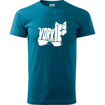 Jorkšírský teriér - Yorkie - Nápis v těle - Klasické pánské triko vyšší gramáže - XS ( Petrolejová )