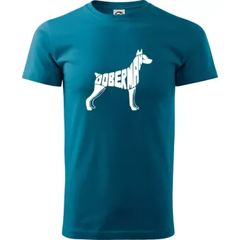 Dobrmans - nápis v tělě - Klasické pánské triko vyšší gramáže - XS ( Petrolejová )