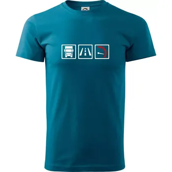 Kamion trio - Klasické pánské triko vyšší gramáže - M ( Petrolejová )