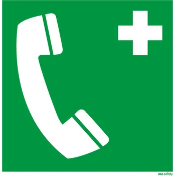 Bezpečnostní tabulka Nouzový telefon, ISO 7010, fólie samolepicí, 200 x 200 mm, BJ = 10 kusů